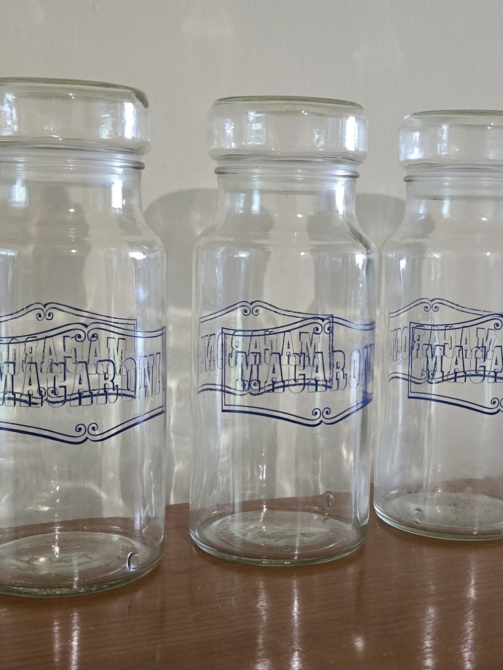 Vintage 1970s Catelli Macaroni Glass Jars Canister Set with Lids - Set of 3